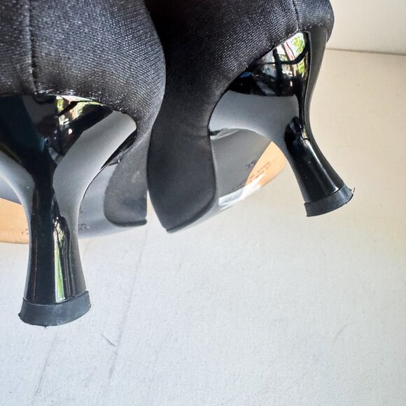 Vintage Sofia Black Satin Pointy Toe Sequin Accent Kitten Heel Hells 36 - Picture 7 of 11